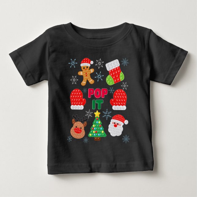 Kids Pop It Christmas Bubble Santa Reindeer    Baby T-Shirt (Front)