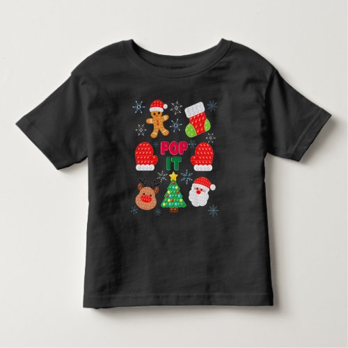 Kids Pop It Christmas Bubble Santa Reindeer  Toddler T_shirt