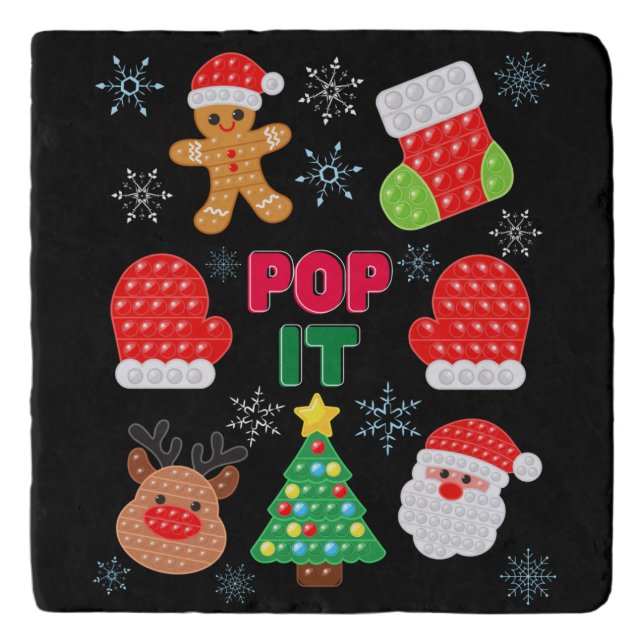 Kids Pop It Christmas Bubble Santa Reindeer   Trivet (Front)