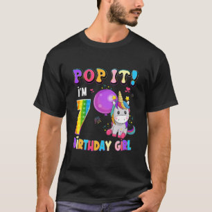 Kids Pop It I'm 7 Years Old Unicorn Girl Fidget 7T T-Shirt