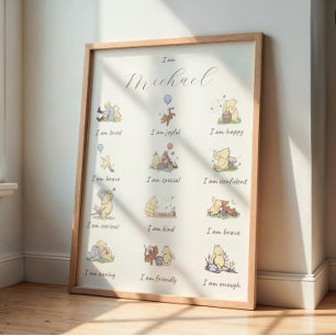 Kids Positive Affirmation Winnie the Pooh Themed Poster