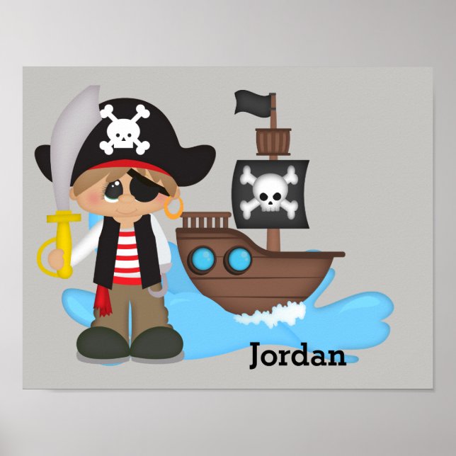 Kid's Poster Cute Pirate Boy (Front)