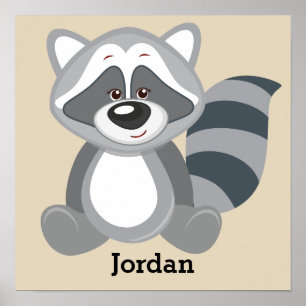 Kid's Poster Cute Woodland Raccoon