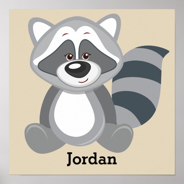 Kid's Poster Cute Woodland Raccoon (Front)
