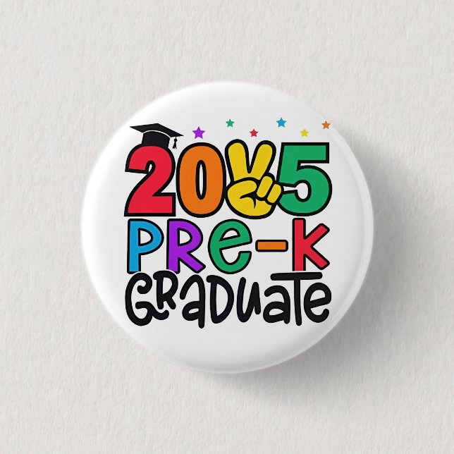 Kids Pre-K Grad 2025 Preschool Prek Graduation Button (Front)