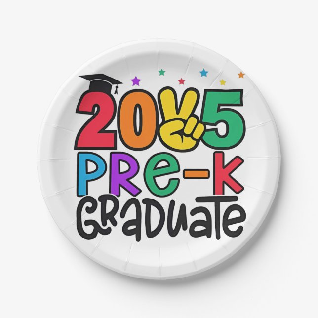 Kids Pre-K Grad 2025 Preschool Prek Graduation Paper Plates (Front)
