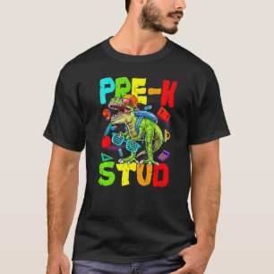 Kids Pre K Stud Dinosaur Back To School Boys Girl T-Shirt