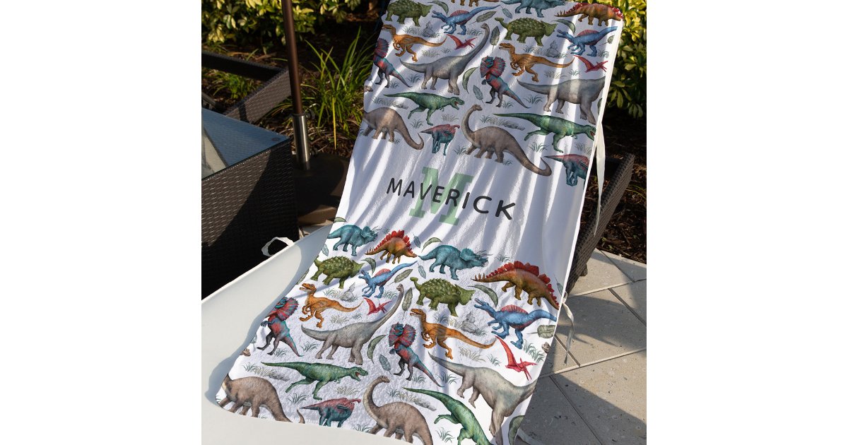 Lovely Dinosaurs Volcano Repeat Custom Beach Towel
