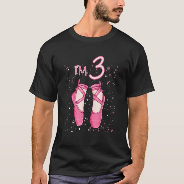 Kids Princess 3rd Birthday I'm 3 Years Old Balleri T-Shirt (Front)