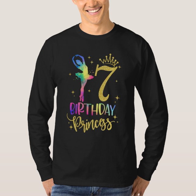 Kids Princess 7th Birthday  7 Years Old Ballerina  T-Shirt (Front)
