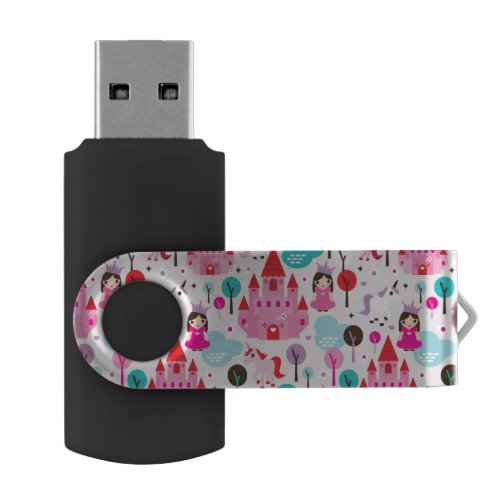 kids princess castle and unicorn flash drive