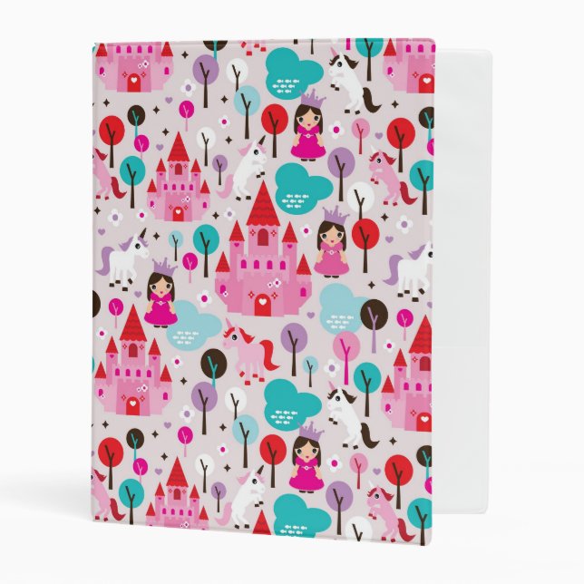 kids princess castle and unicorn mini binder (Front/Inside)
