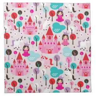 kids princess castle and unicorn napkin