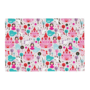 kids princess castle and unicorn placemat