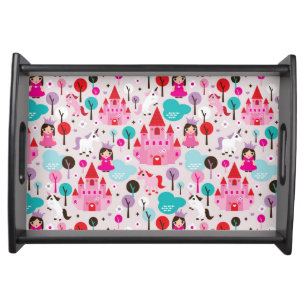 kids princess castle and unicorn serving tray