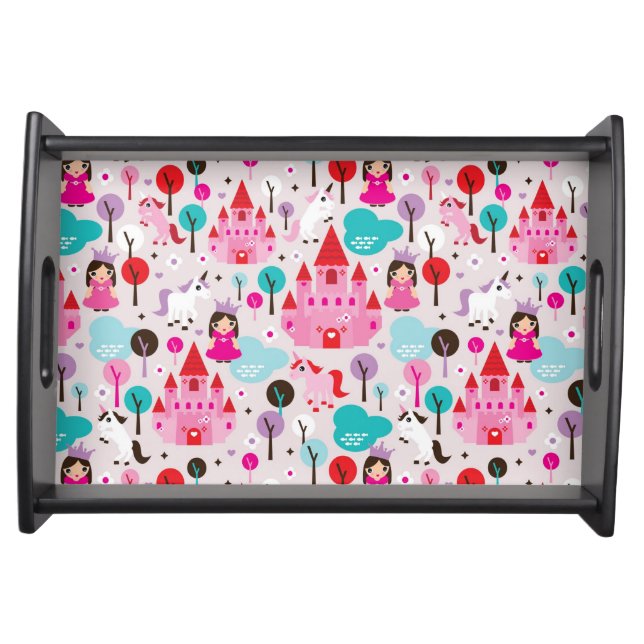 kids princess castle and unicorn serving tray (Front)
