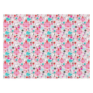 kids princess castle and unicorn tablecloth
