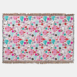kids princess castle and unicorn throw blanket