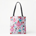 kids princess castle and unicorn tote bag