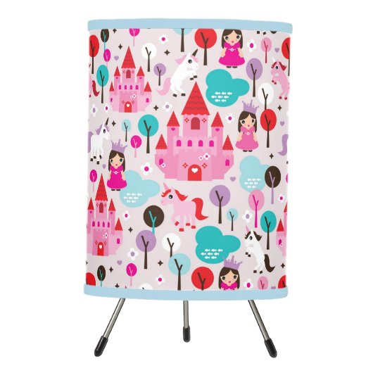 kids princess castle and unicorn tripod lamp (Front)