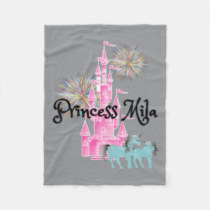 Kids Princess Mila Name Girls Personalized Custom Fleece Blanket