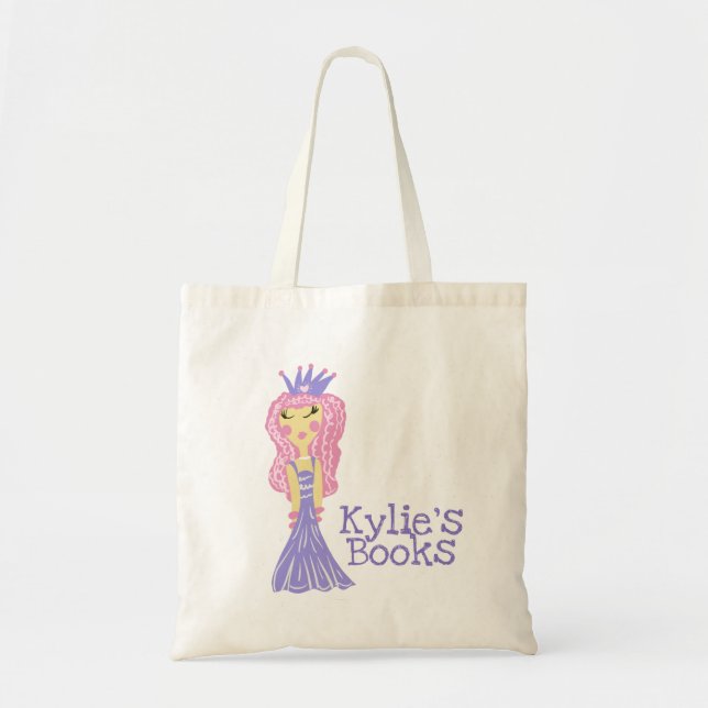 Kids Princess Purple Pink Library Book  Tote Bag (Front)