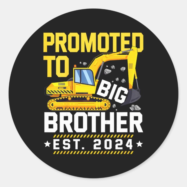 Kids Promoted to Big Bro 2024 Leveled up to Big Br Classic Round Sticker (Front)