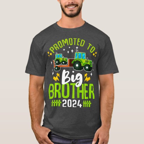 Kids Promoted to Big brother 2024 Farm Tractors Bo T_Shirt