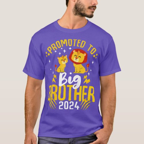 Kids Promoted to Big brother 2024 Lion animals Boy T_Shirt