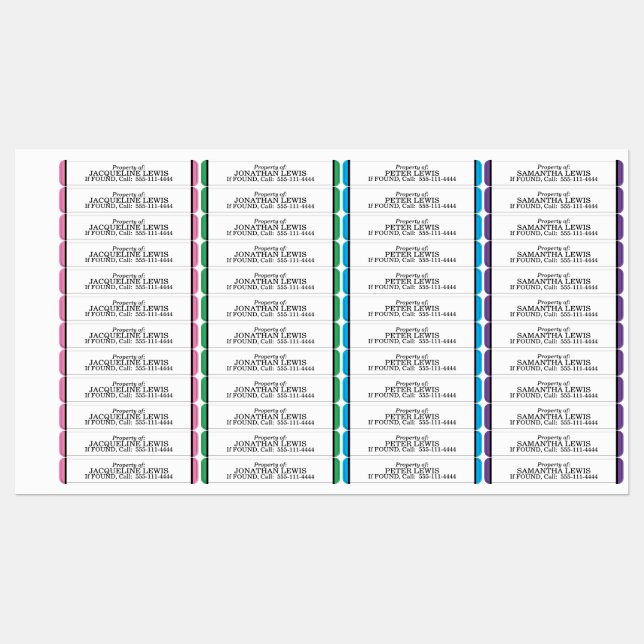 Kids Property of Waterproof Clothing Backpacks Kids' Labels (Sheet)