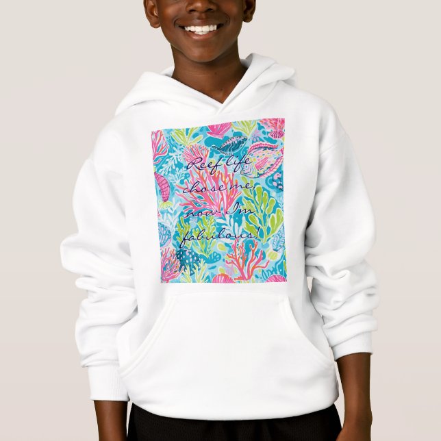 Kids pullover hoodie in stylish graphic (Front)