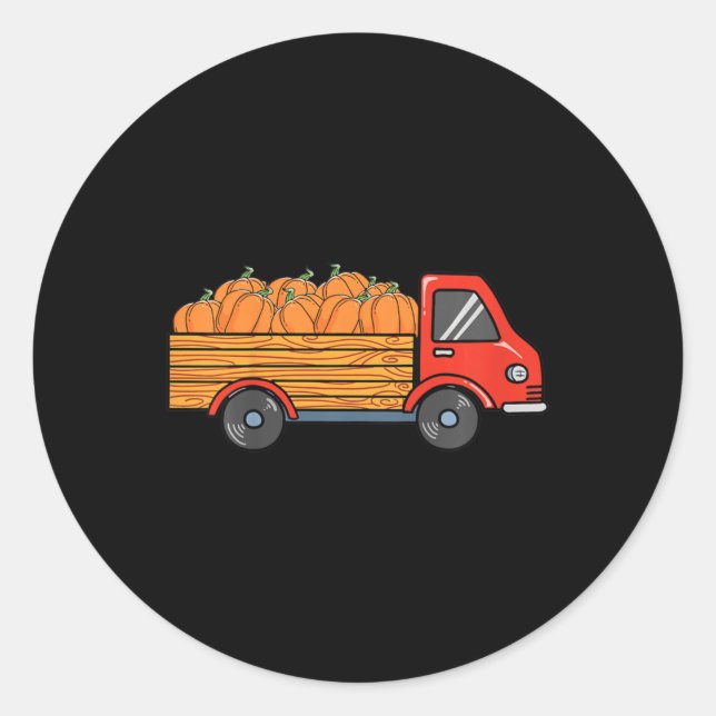 Kids Pumpkin Truck Lazy Halloween Costume Boys Gir Classic Round Sticker (Front)
