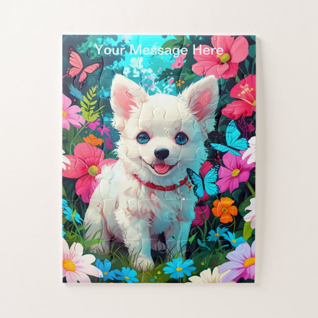 Kids Puppy and Kitten Garden Adventure Jigsaw Puzzle (Vertical)