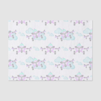 Kids Purple Airplane Flying Aviation Birthday Tissue Paper