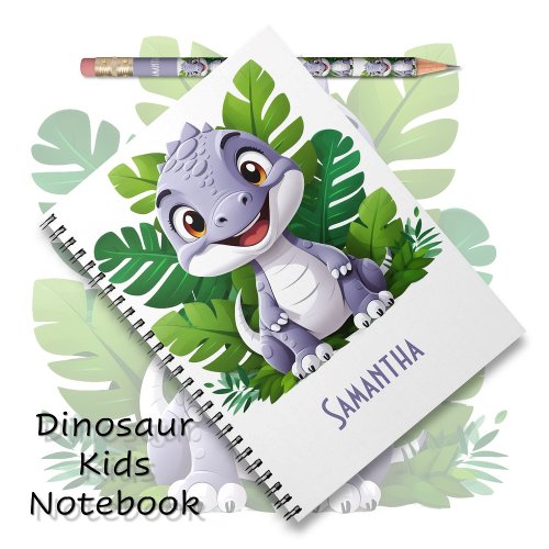 Kids Purple Dinosaur Adventure Notebook