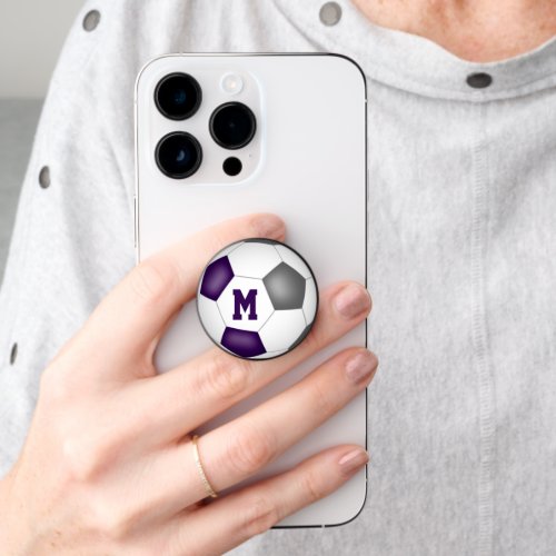 kids purple gray soccer club colors  PopSocket