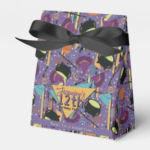 Kids Purple Retro Witchy Halloween Birthday Favor Boxes
