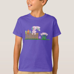 Kids Purple T-Shirt Boys Bunny Eggs Holiday