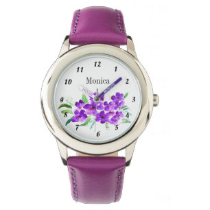 Kids Purple Wildflower Botanical Flowers Name Watch