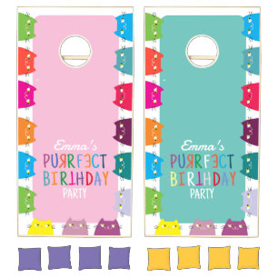 Kids Purrfect Birthday Party Cornhole Set