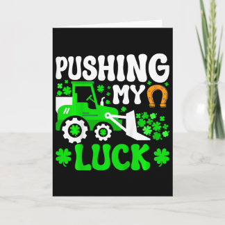 Kids Pushing My Luck Tractor Truck St Patricks Day Card