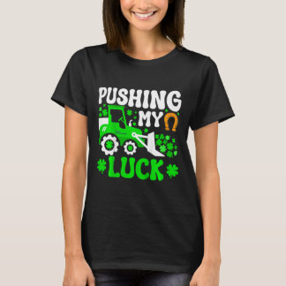 Kids Pushing My Luck Tractor Truck St Patricks Day T-Shirt