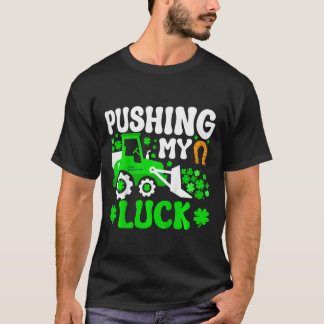 Kids Pushing My Luck Tractor Truck St Patricks Day T-Shirt