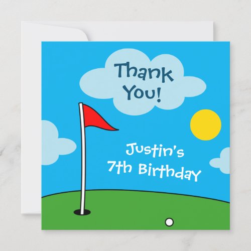 Kids putt putt mini golf sports Birthday party Thank You Card