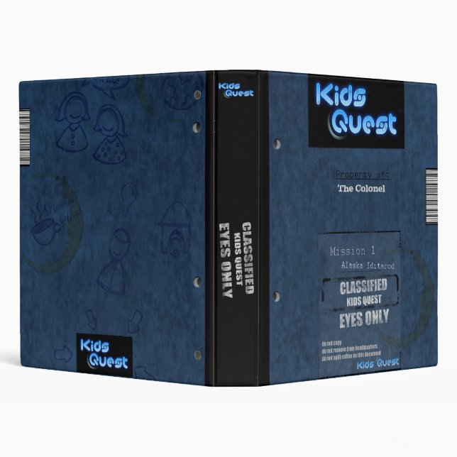 Kids Quest Dossier, with editable title 3 Ring Binder (Background)