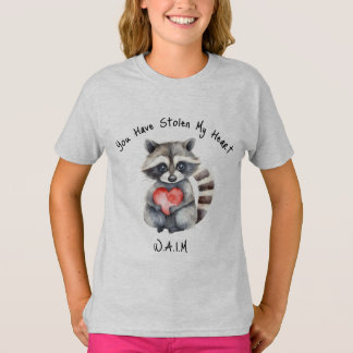 Kids raccoon with heart shirt