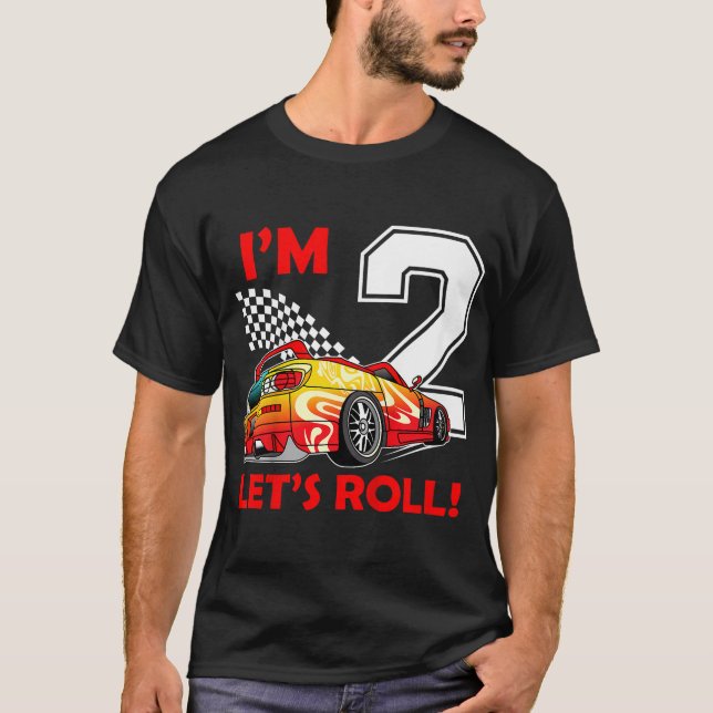 Kids Race Car 2nd Birthday 2 Boy Toddler B-Day Rac T-Shirt (Front)