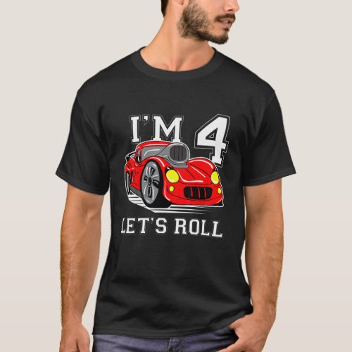 Kids Race Car 4Th Birthday 4 Year Old Racing Car D T_Shirt