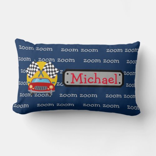 Kids Race Car Personalized Lumbar Pillow