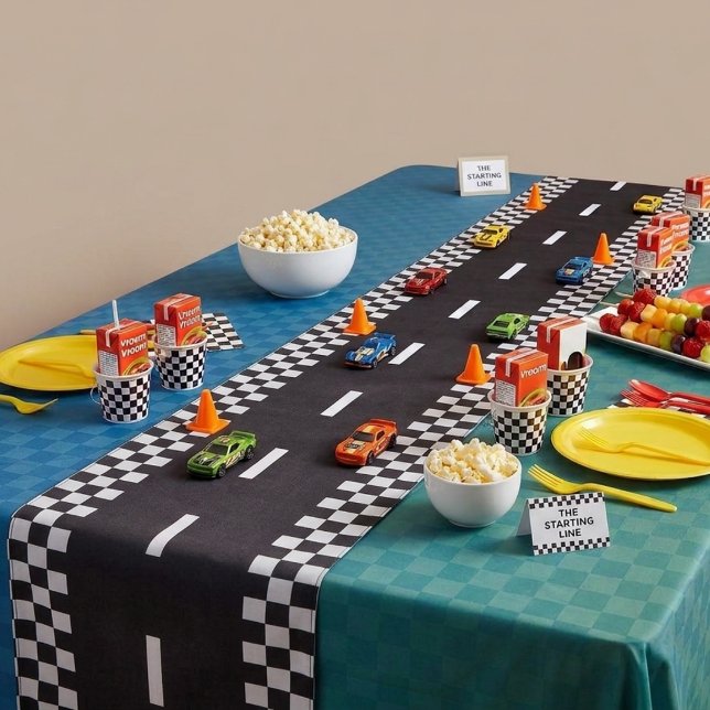 Kids Race Checkered Car Track Party Road Long Table Runner (Kids Race Checkered Car Track Party Road Long Table Runner)